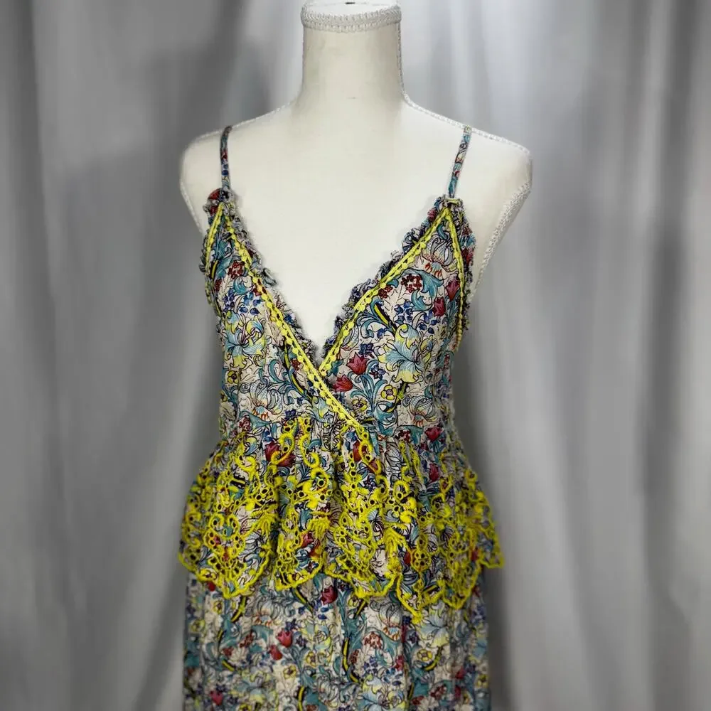 Anthropologie Barok Embroidered Floral Mini Dress Euro Summer Resort M Babydoll - Picture 16 of 16